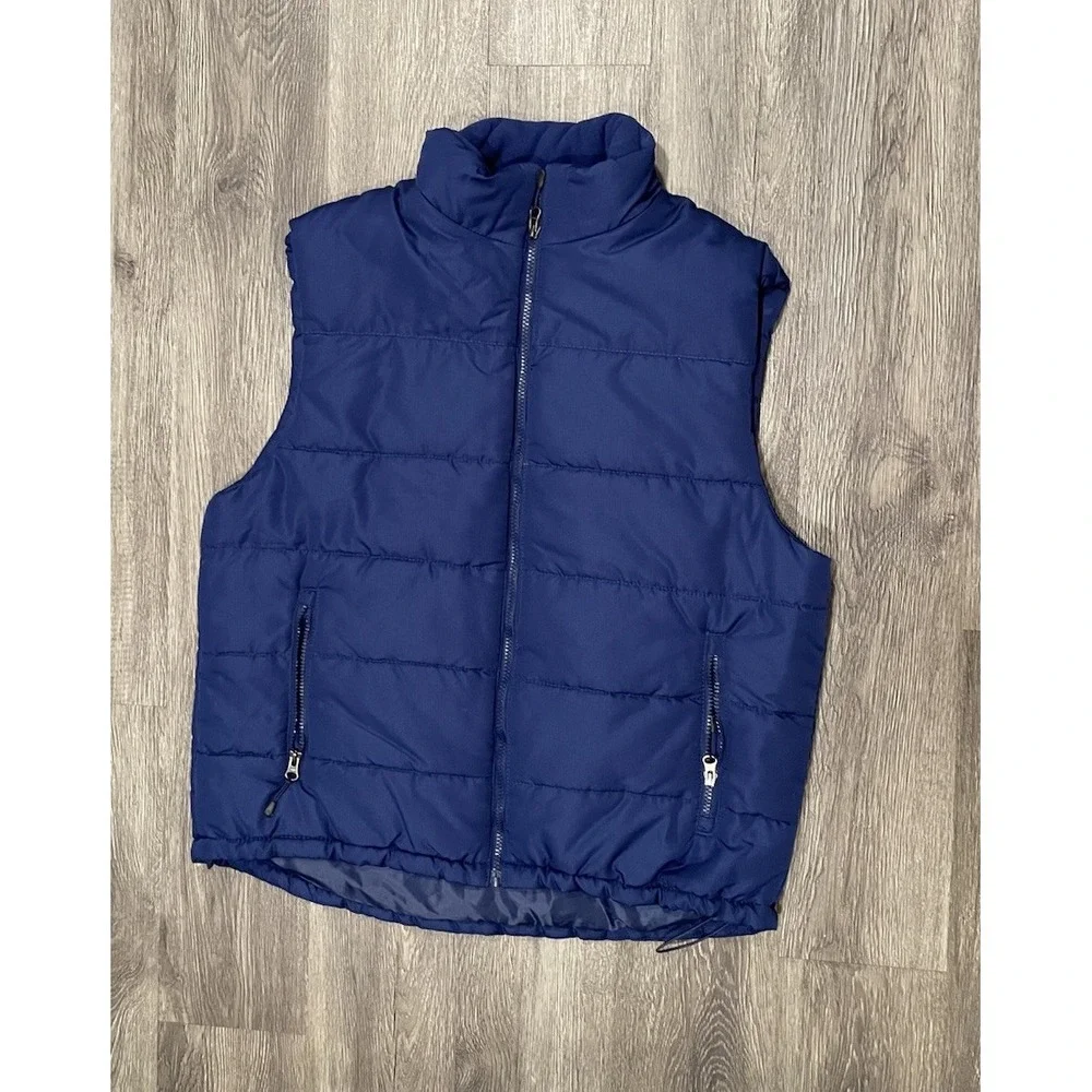 Outdoor Life Puffer Vest Men's‎ Medium Navy Blue Full Zip Pockets Gorpcore Lined